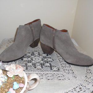 Lucky Brand 6.5 M Grayish Brown Suede Leather Booties Side Zip
